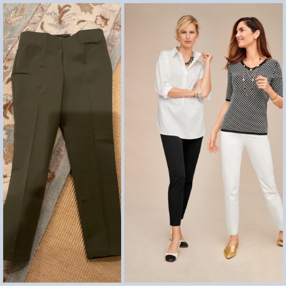 Talbots Essex Ankle Pant, Olive Green, Size 4P